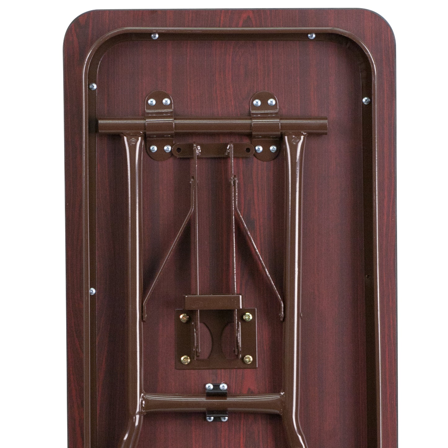Frankie 5-Foot Mahogany Melamine Laminate Folding Training Table Mahogany