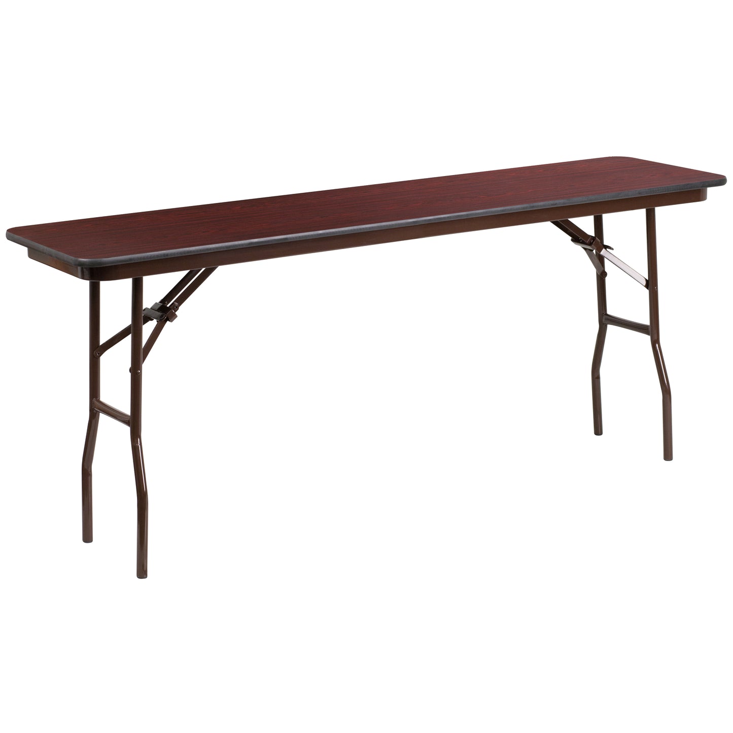 Frankie 6-Foot Mahogany Melamine Laminate Folding Training Table Mahogany YT-1872-MEL-WAL-GG