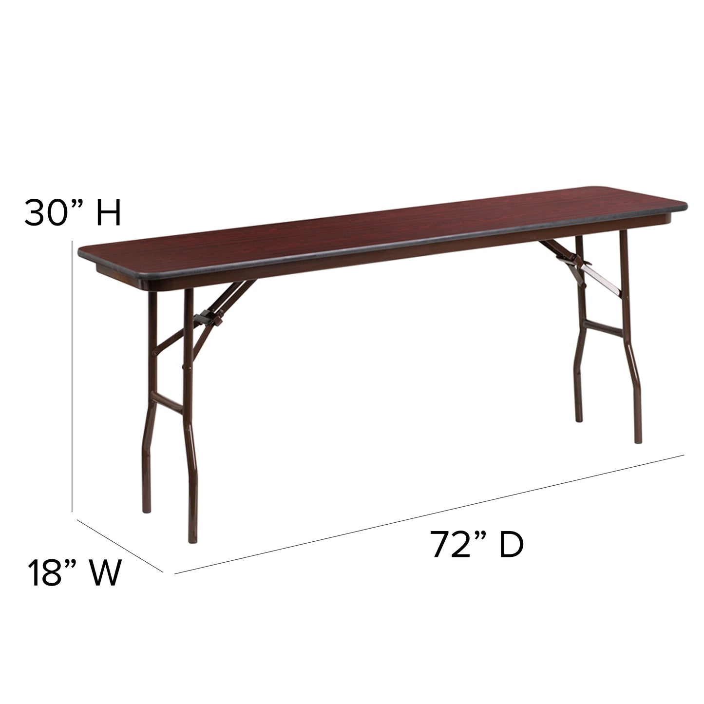 Frankie 6-Foot Mahogany Melamine Laminate Folding Training Table Mahogany YT-1872-MEL-WAL-GG