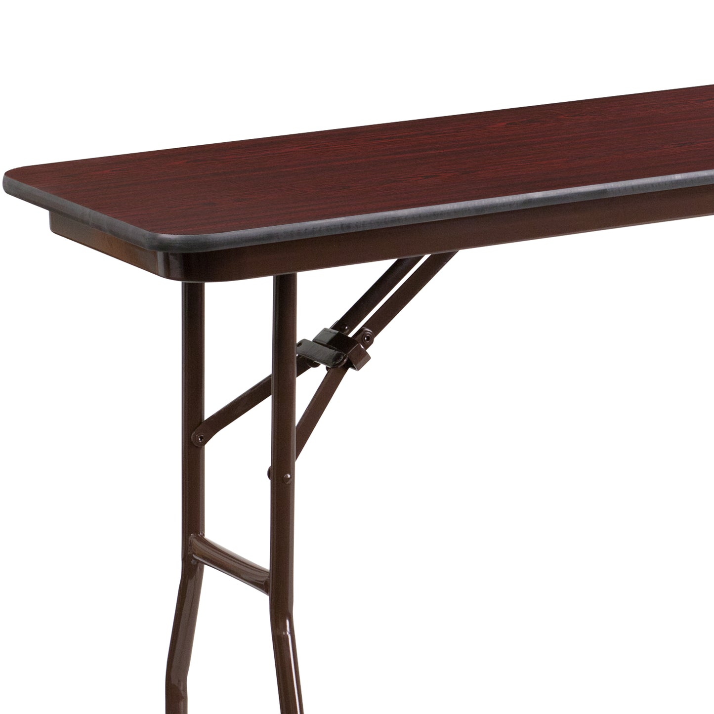 Frankie 6-Foot Mahogany Melamine Laminate Folding Training Table Mahogany YT-1872-MEL-WAL-GG