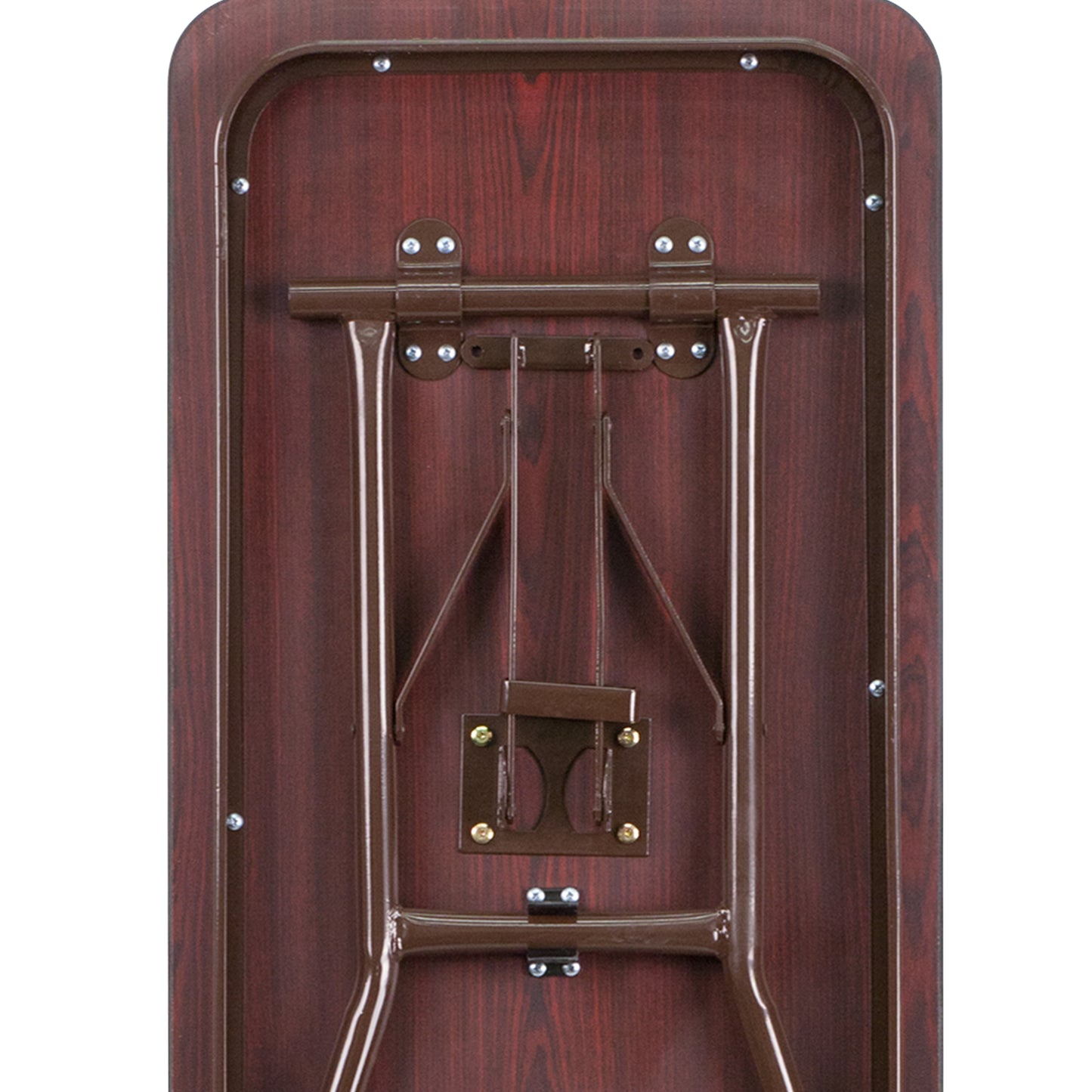 Frankie 6-Foot Mahogany Melamine Laminate Folding Training Table Mahogany YT-1872-MEL-WAL-GG