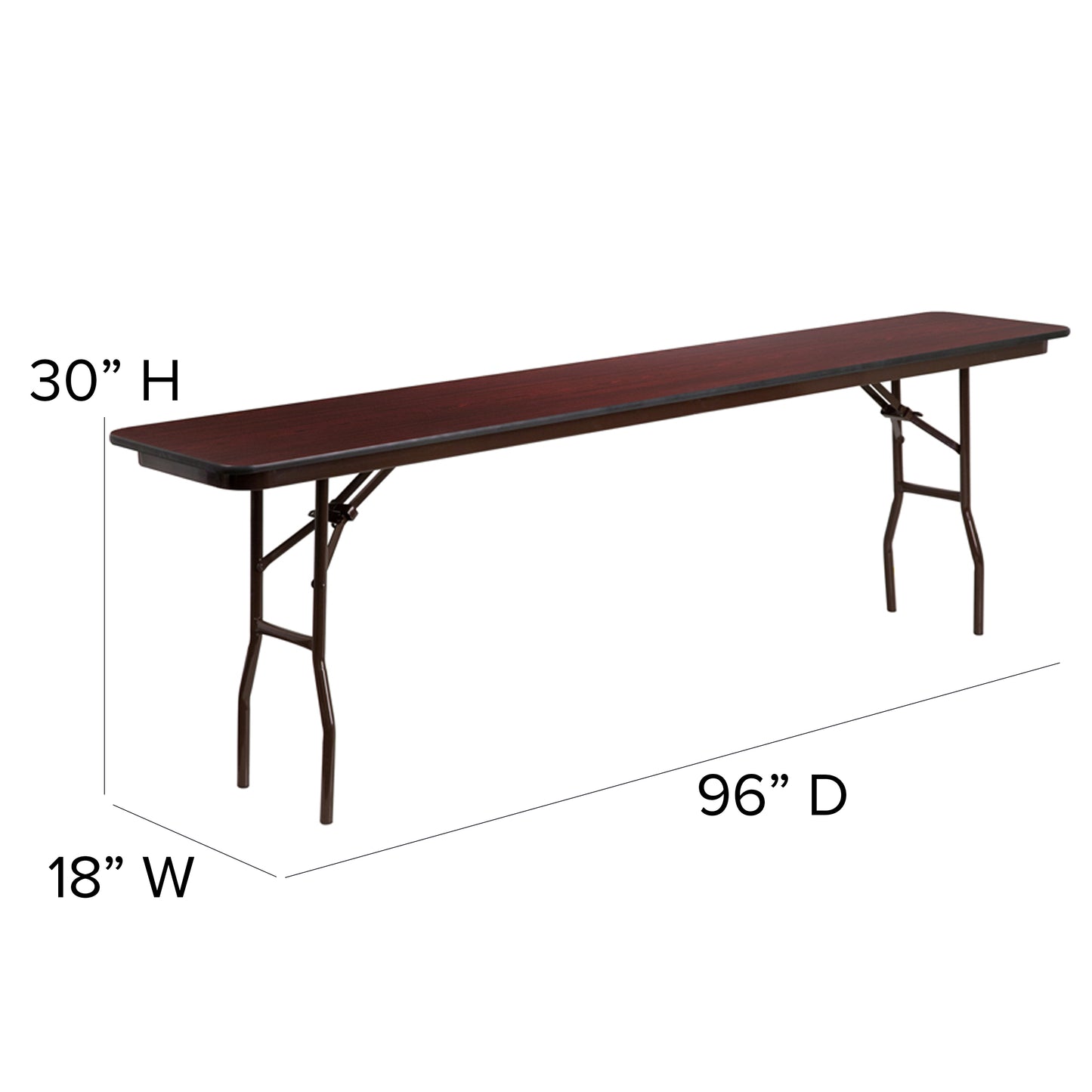 Frankie 8-Foot Mahogany Melamine Laminate Folding Training Table Mahogany
