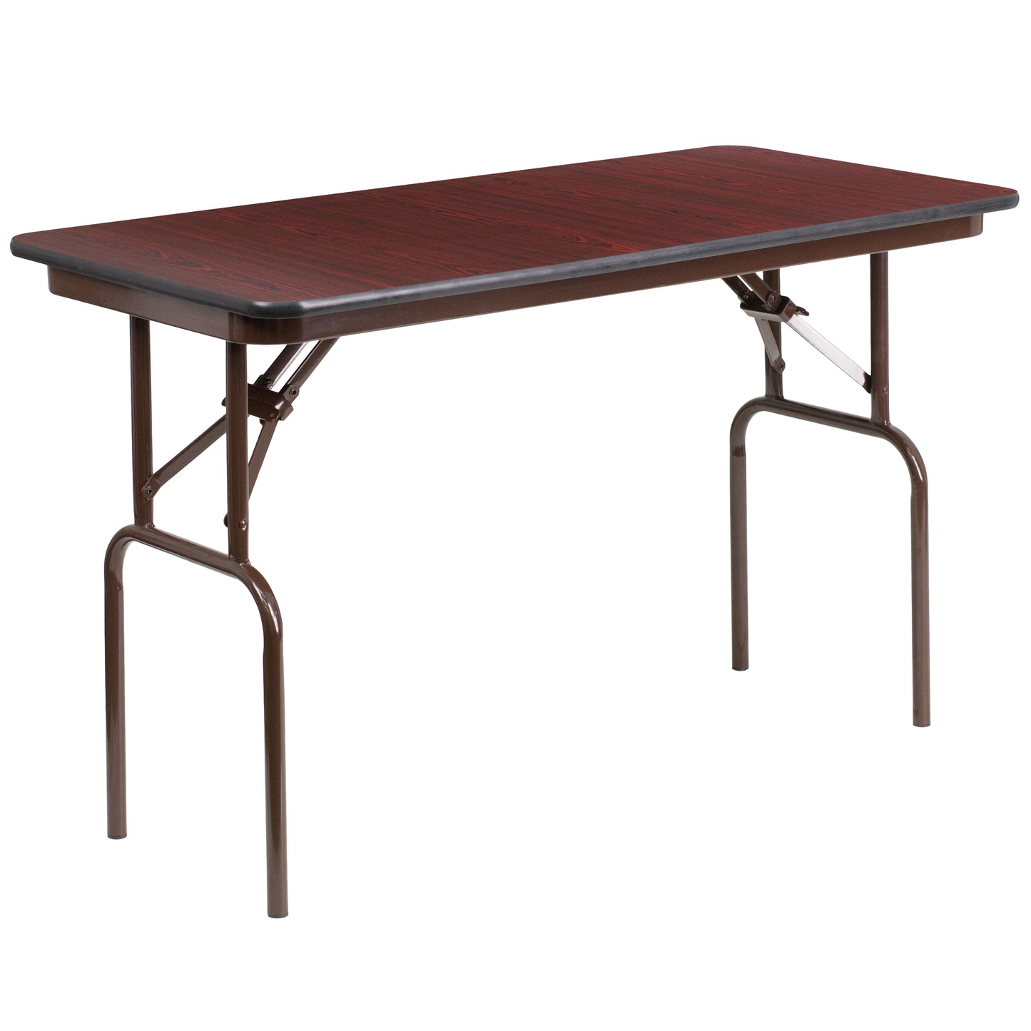 Frankie 4-Foot Mahogany Melamine Laminate Folding Banquet Table Mahogany YT-2448-MEL-WAL-GG