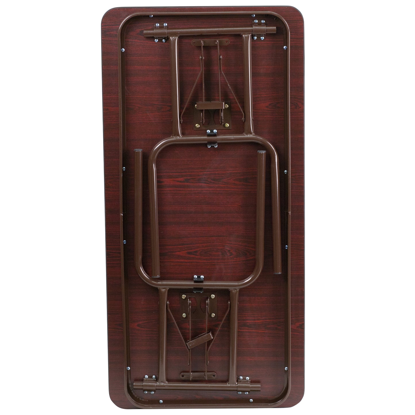 Frankie 4-Foot Mahogany Melamine Laminate Folding Banquet Table Mahogany YT-2448-MEL-WAL-GG