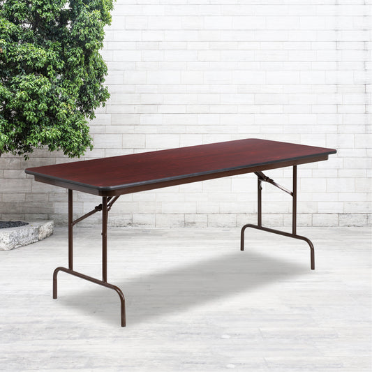 Floyd 6-Foot High Pressure Mahogany Laminate Folding Banquet Table Mahogany