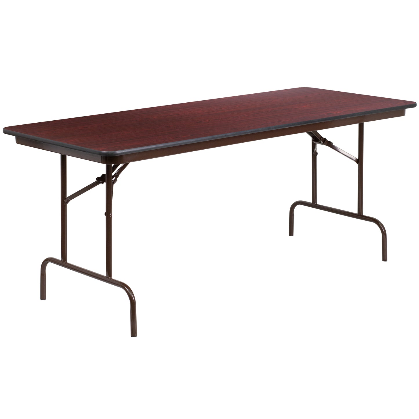 Frankie 6-Foot Mahogany Melamine Laminate Folding Banquet Table Mahogany