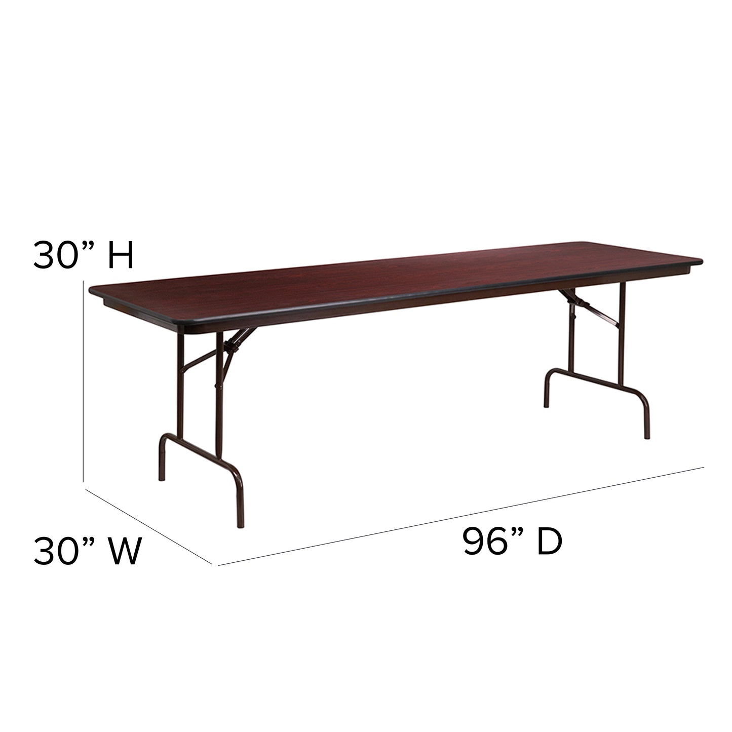 Frankie 8-Foot Mahogany Melamine Laminate Folding Banquet Table Mahogany YT-3096-MEL-WAL-GG