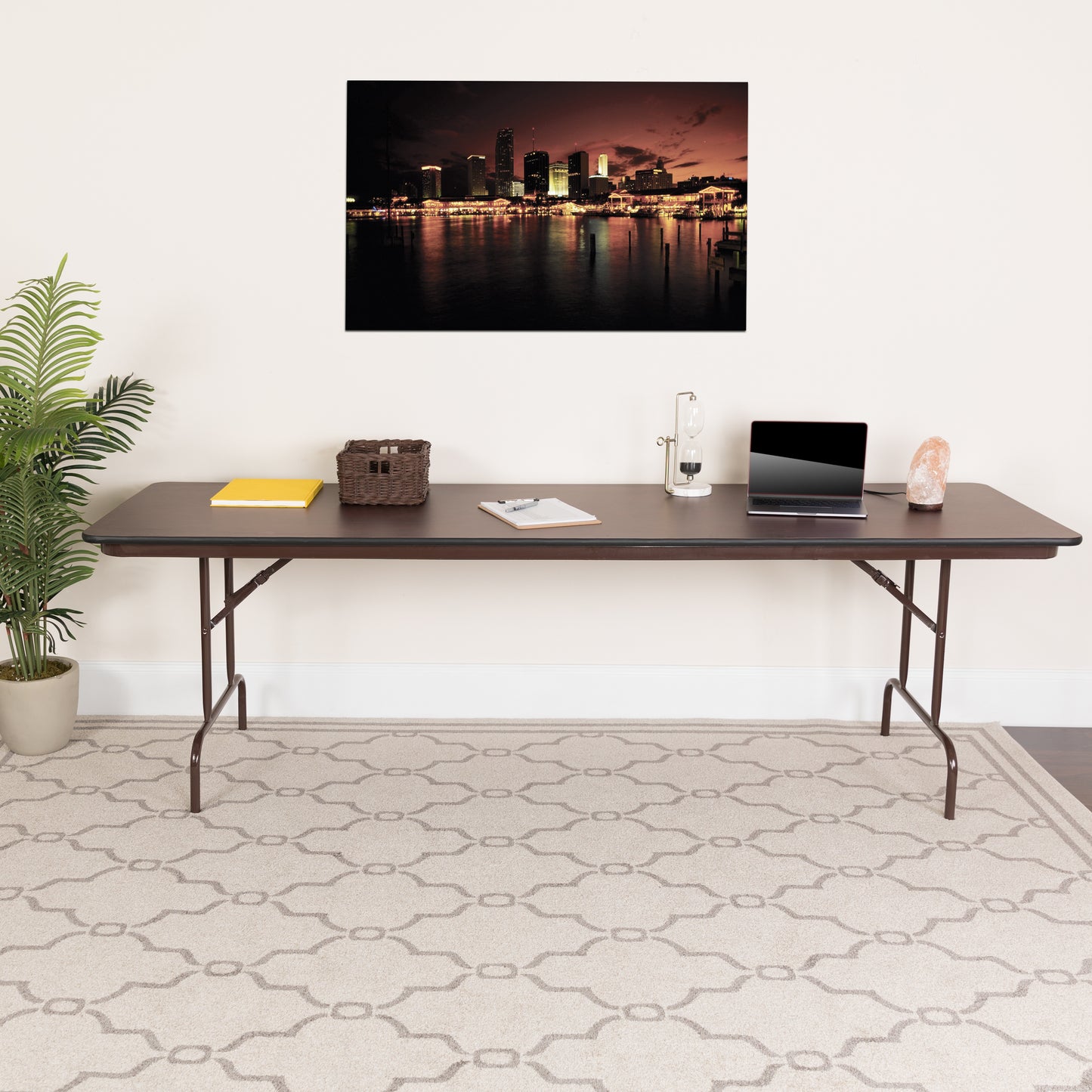 Frankie 8-Foot Mahogany Melamine Laminate Folding Banquet Table Mahogany YT-3096-MEL-WAL-GG