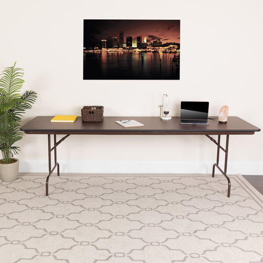 Frankie 8-Foot Mahogany Melamine Laminate Folding Banquet Table Mahogany