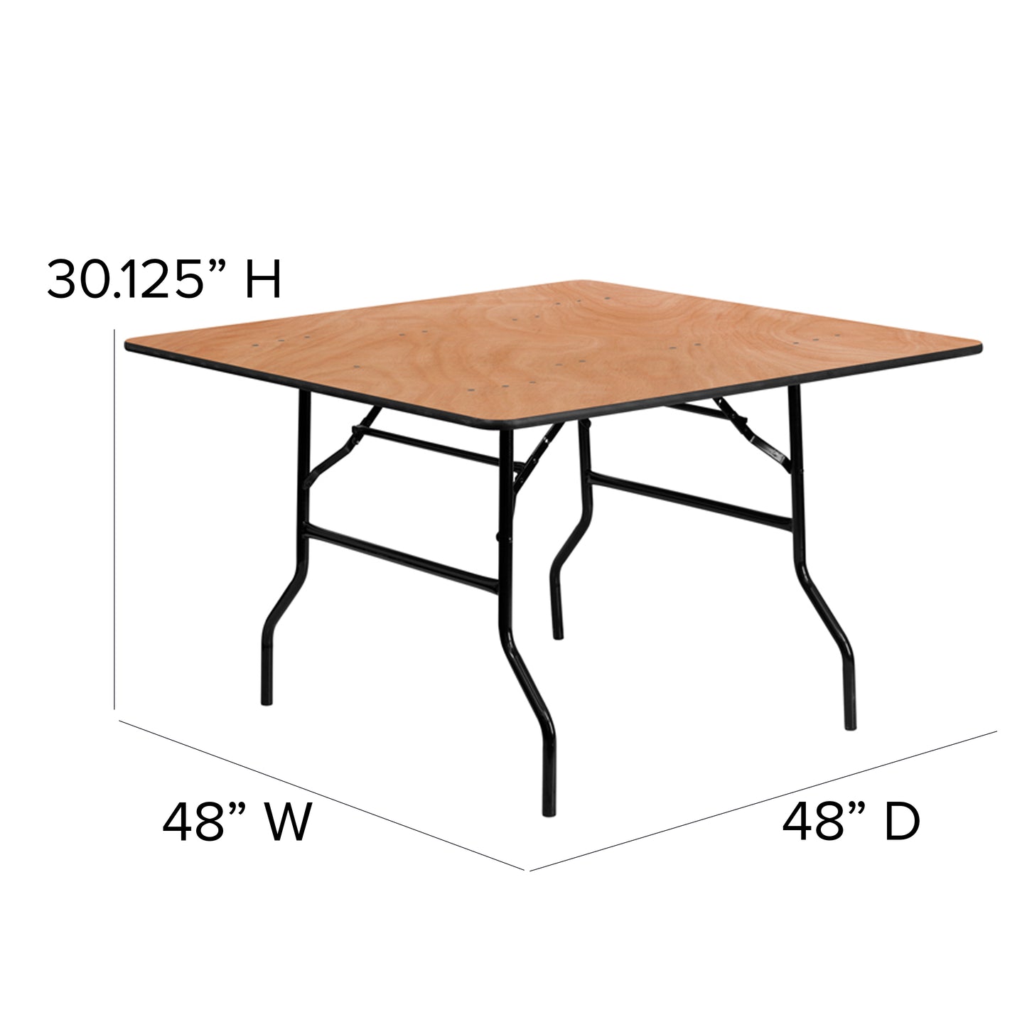 Gerry 4-Foot Square Wood Folding Banquet Table Natural