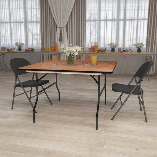 Gerry 4-Foot Square Wood Folding Banquet Table Natural