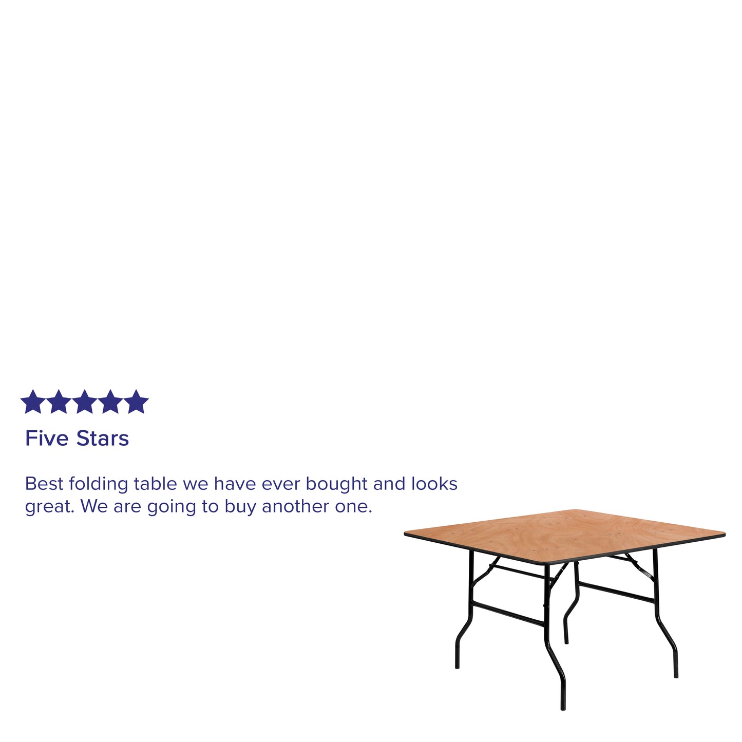 Gerry 4-Foot Square Wood Folding Banquet Table Natural