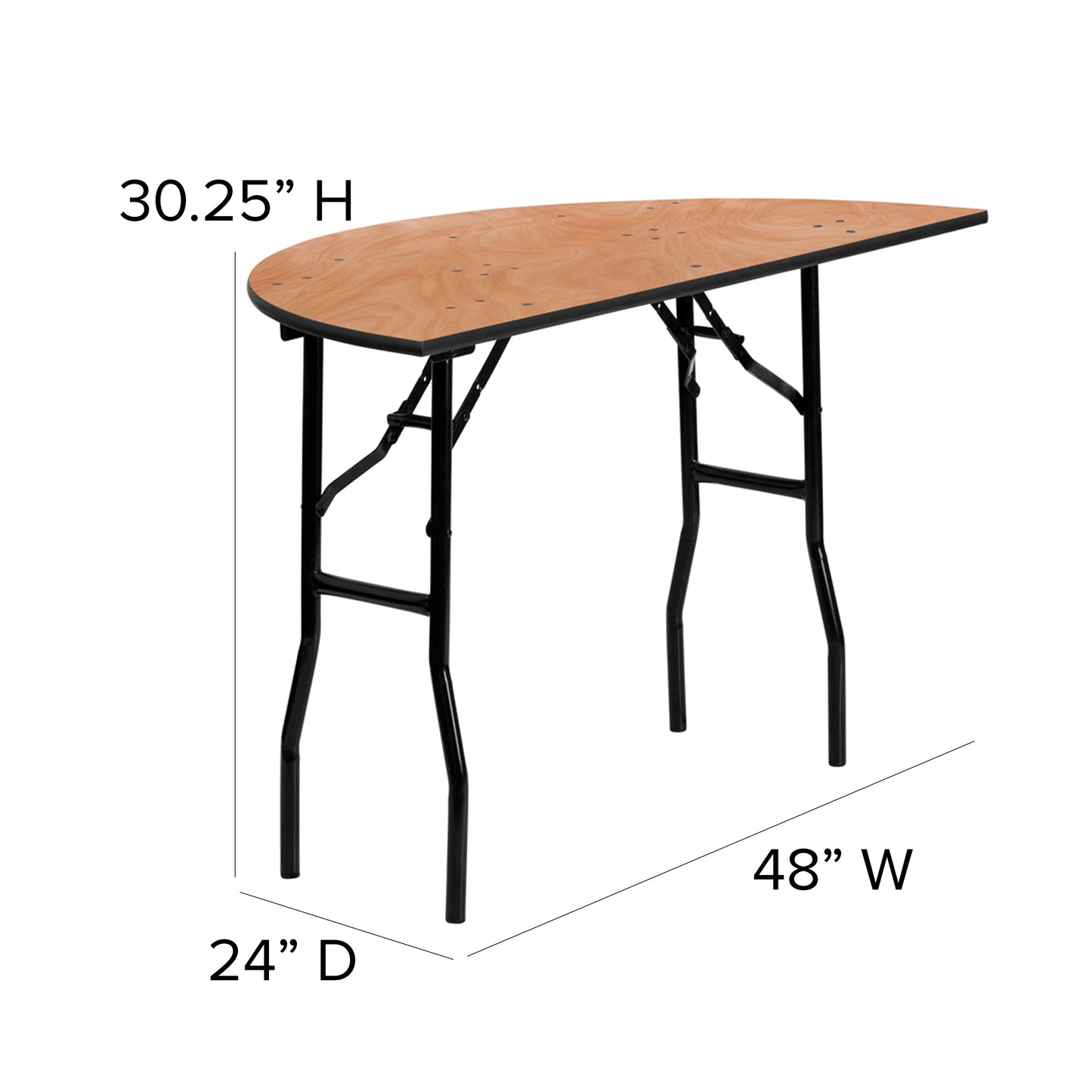 Furman 4-Foot Half-Round Wood Folding Banquet Table Natural YT-WHRFT48-HF-GG