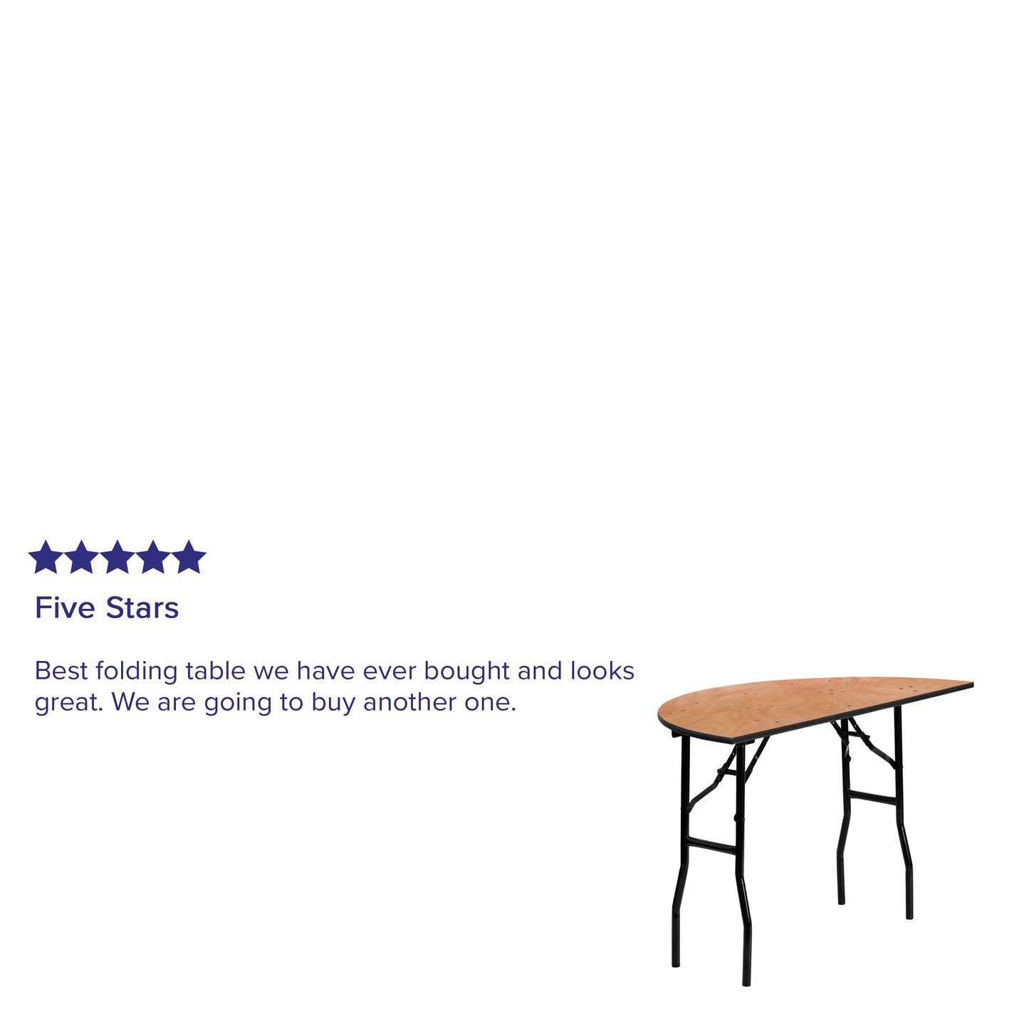 Furman 4-Foot Half-Round Wood Folding Banquet Table Natural YT-WHRFT48-HF-GG