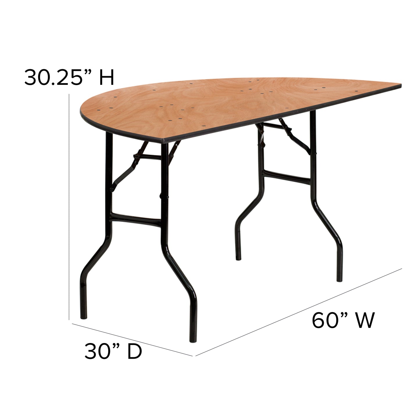 Furman 5-Foot Half-Round Wood Folding Banquet Table Natural