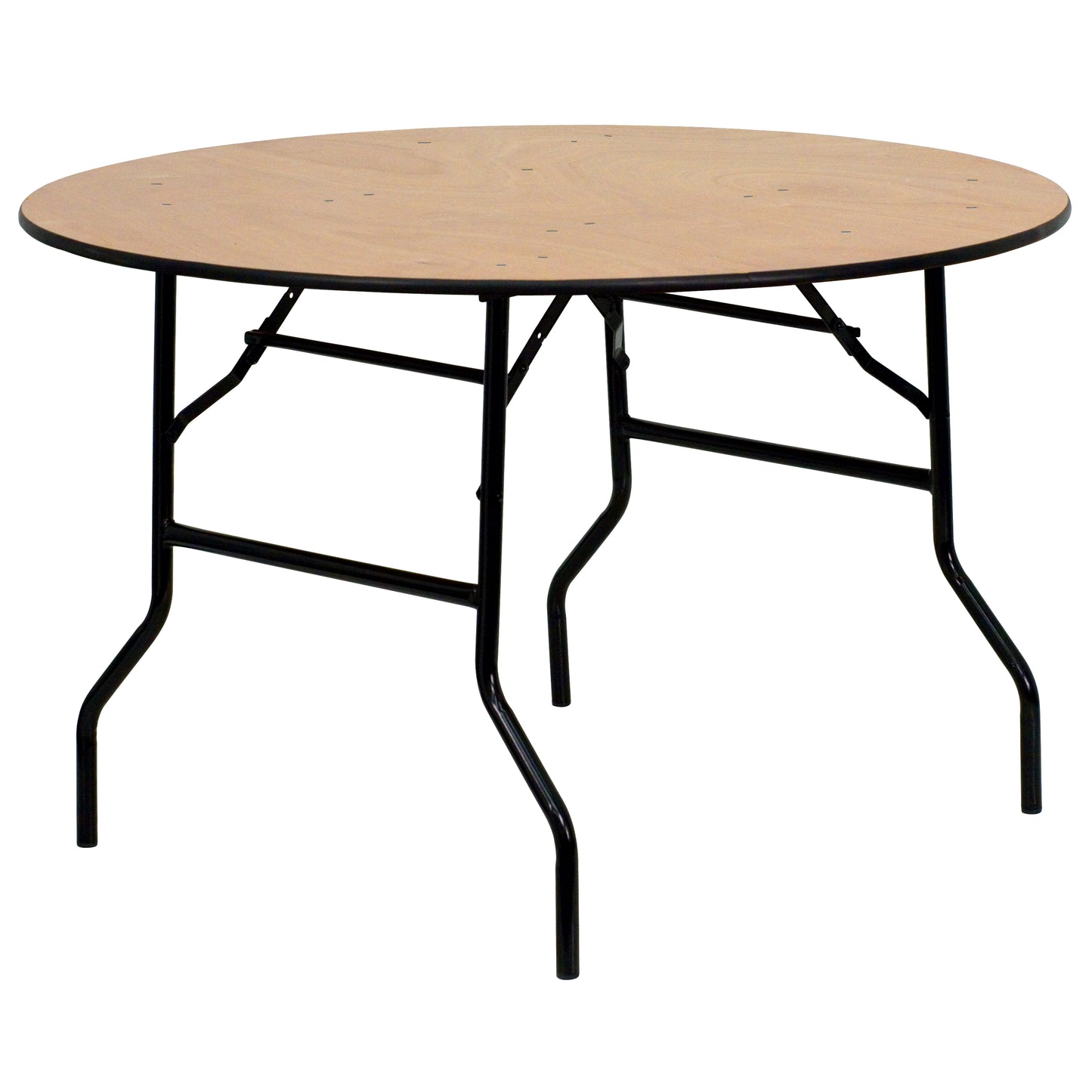 Furman 4-Foot Round Wood Folding Banquet Table with Clear Coated Finished Top Natural