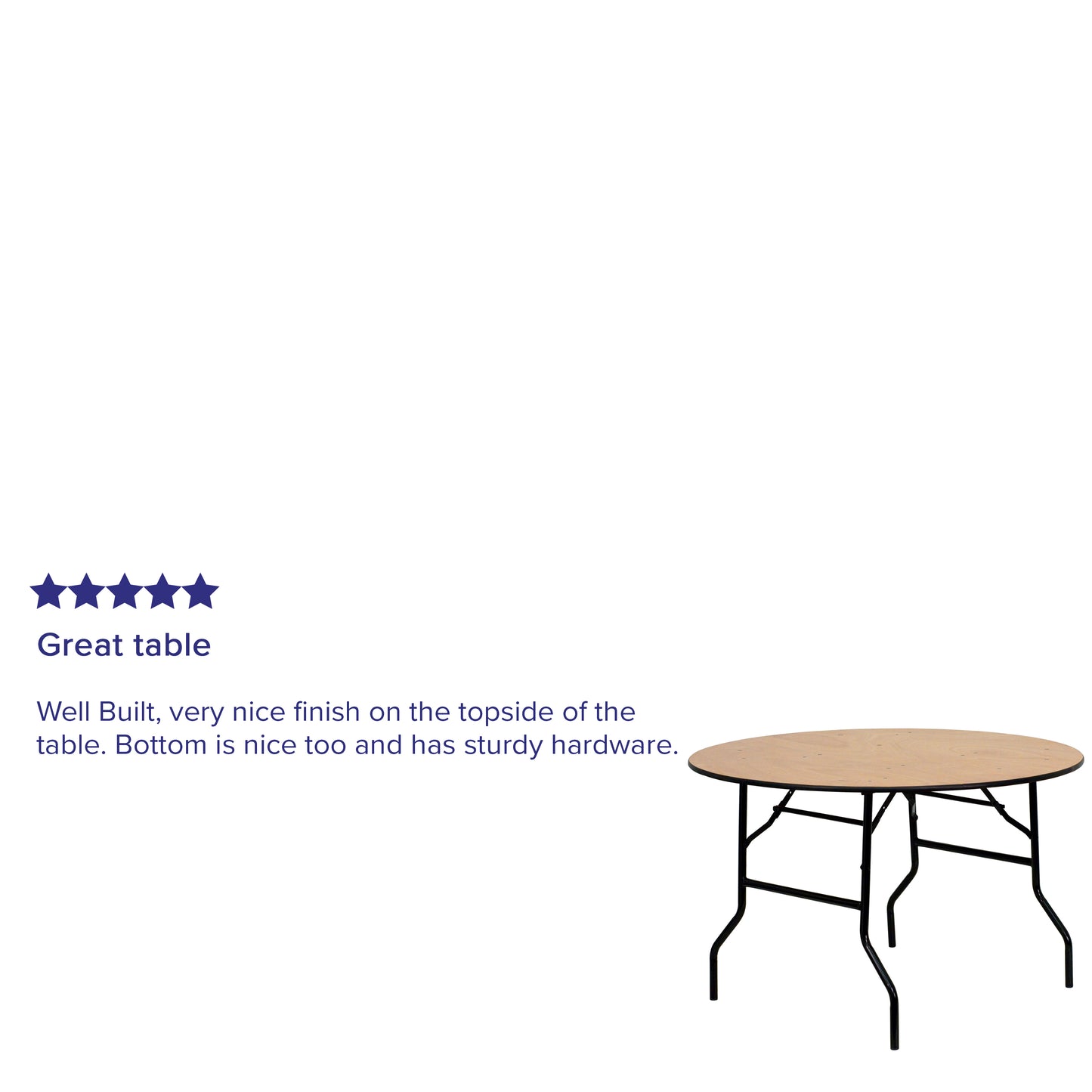 Furman 4-Foot Round Wood Folding Banquet Table with Clear Coated Finished Top Natural