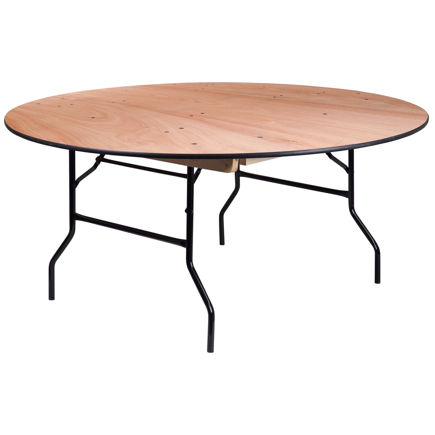 Furman 5.5-Foot Round Wood Folding Banquet Table with Clear Coated Finished Top Natural YT-WRFT66-TBL-GG