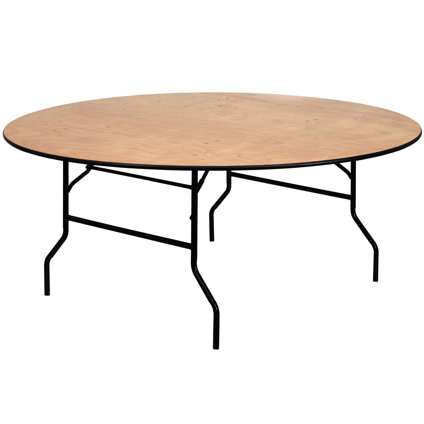 Furman 6-Foot Round Wood Folding Banquet Table with Clear Coated Finished Top Natural