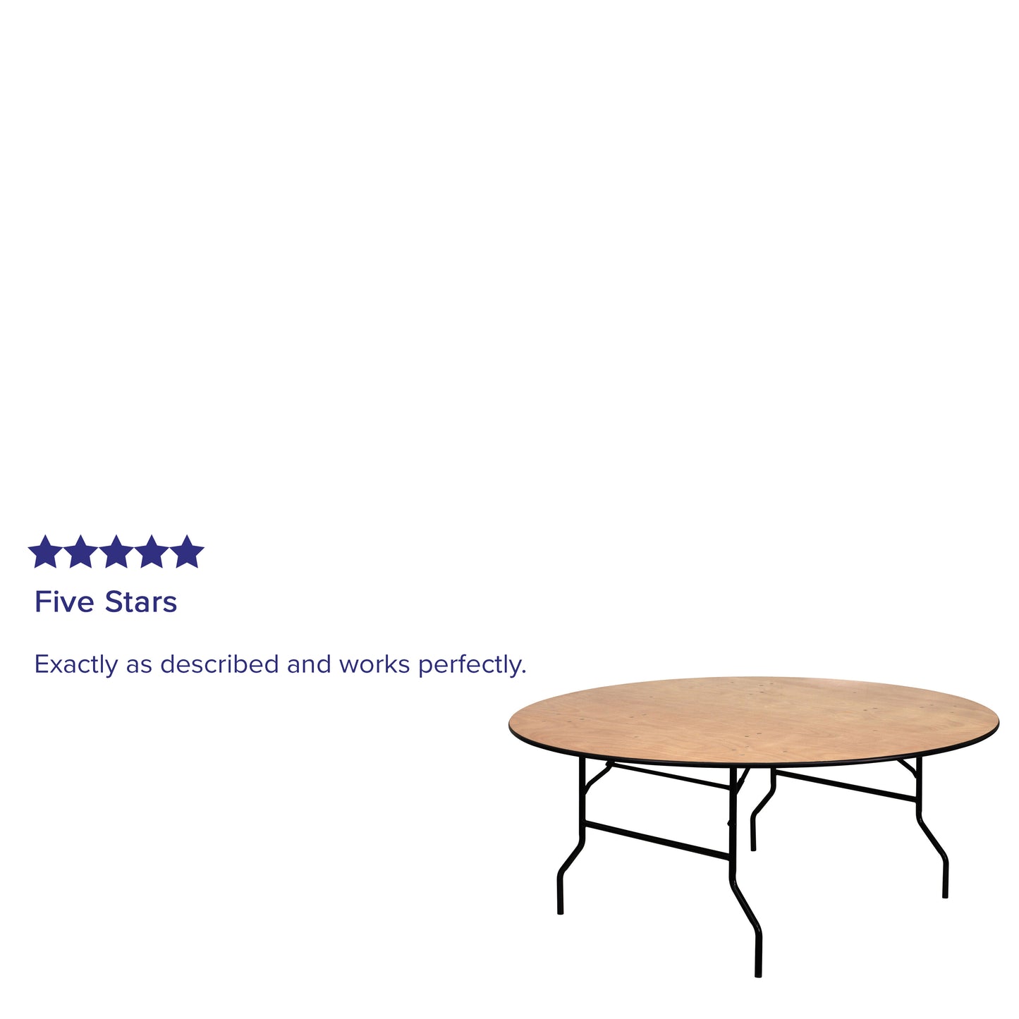 Furman 6-Foot Round Wood Folding Banquet Table with Clear Coated Finished Top Natural