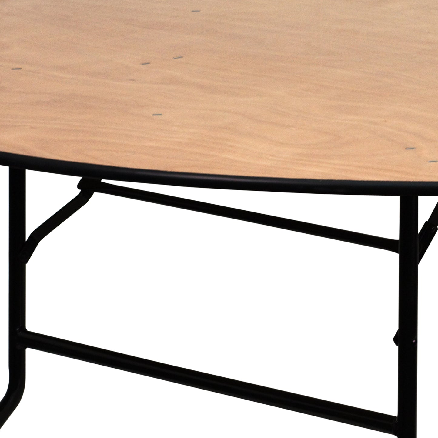 Furman 6-Foot Round Wood Folding Banquet Table with Clear Coated Finished Top Natural