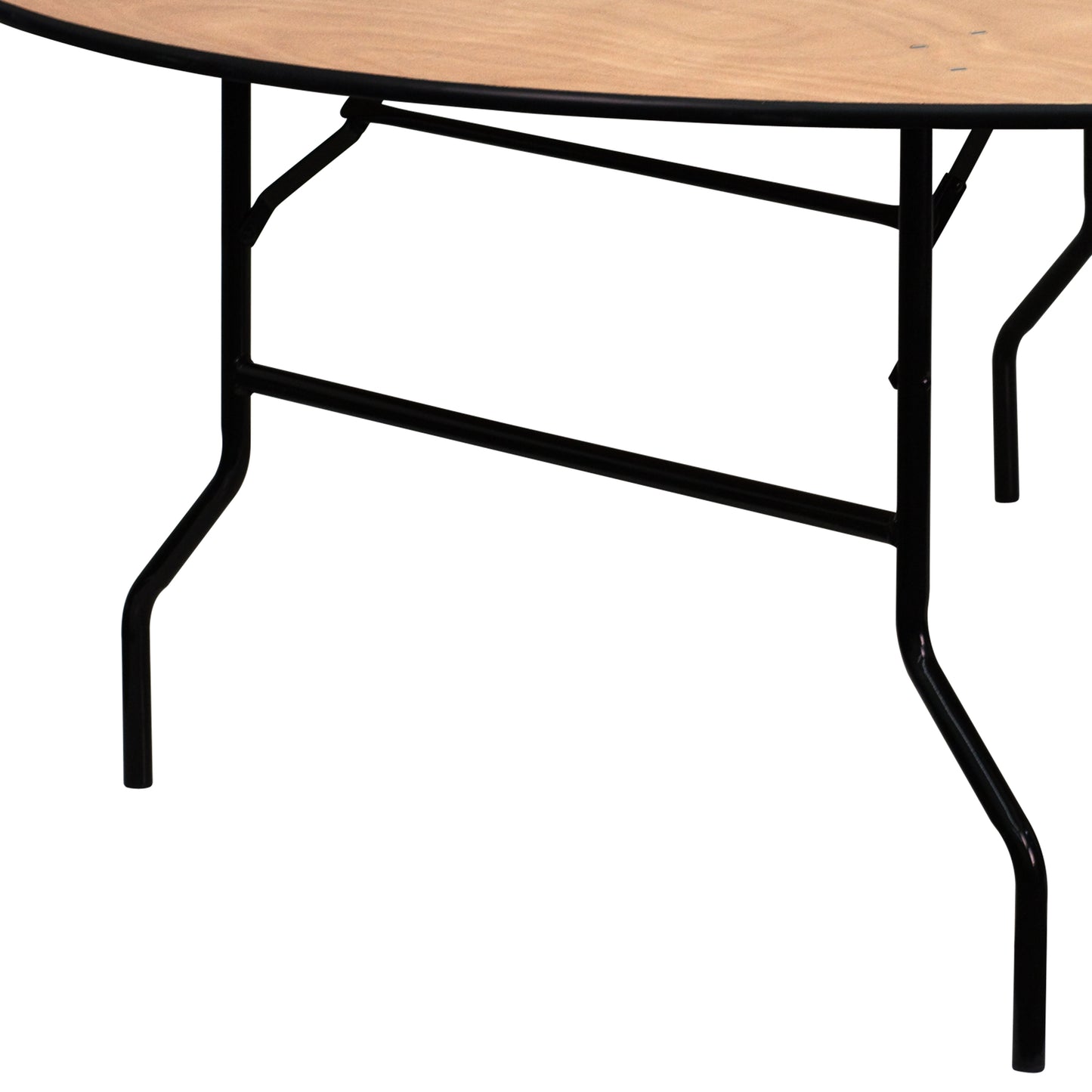 Furman 6-Foot Round Wood Folding Banquet Table with Clear Coated Finished Top Natural
