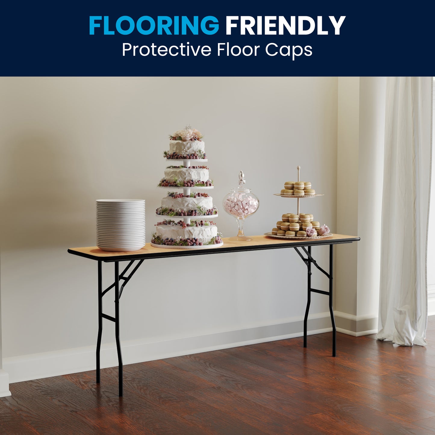 Gael 6-Foot Rectangular Wood Folding Training / Seminar Table with Smooth Clear Coated Finished Top Natural
