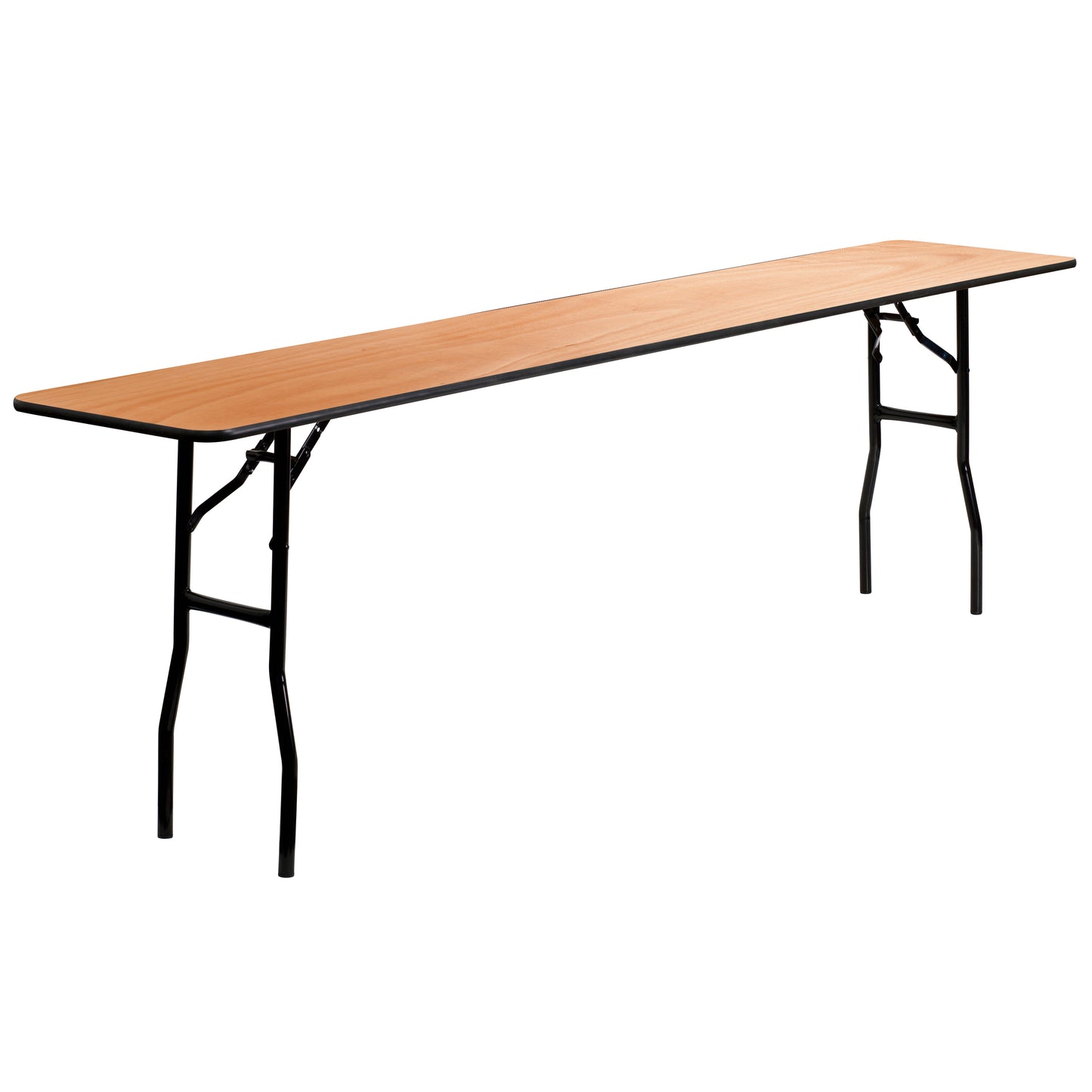 Gael 8-Foot Rectangular Wood Folding Training / Seminar Table with Smooth Clear Coated Finished Top Natural