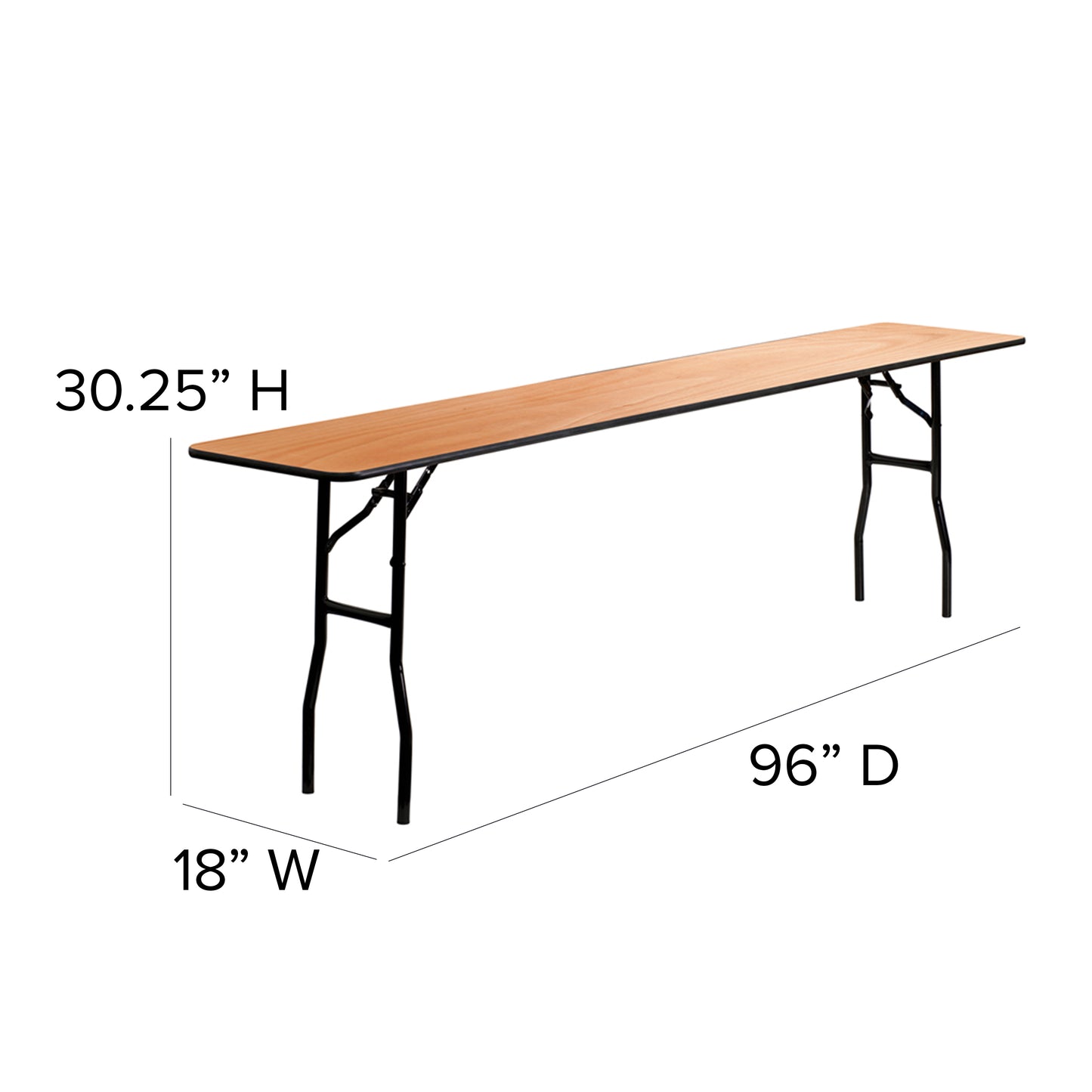 Gael 8-Foot Rectangular Wood Folding Training / Seminar Table with Smooth Clear Coated Finished Top Natural