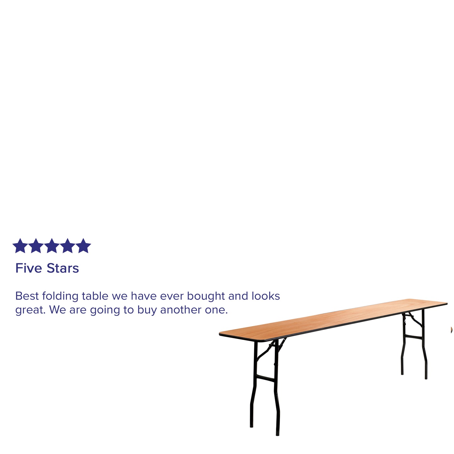 Gael 8-Foot Rectangular Wood Folding Training / Seminar Table with Smooth Clear Coated Finished Top Natural