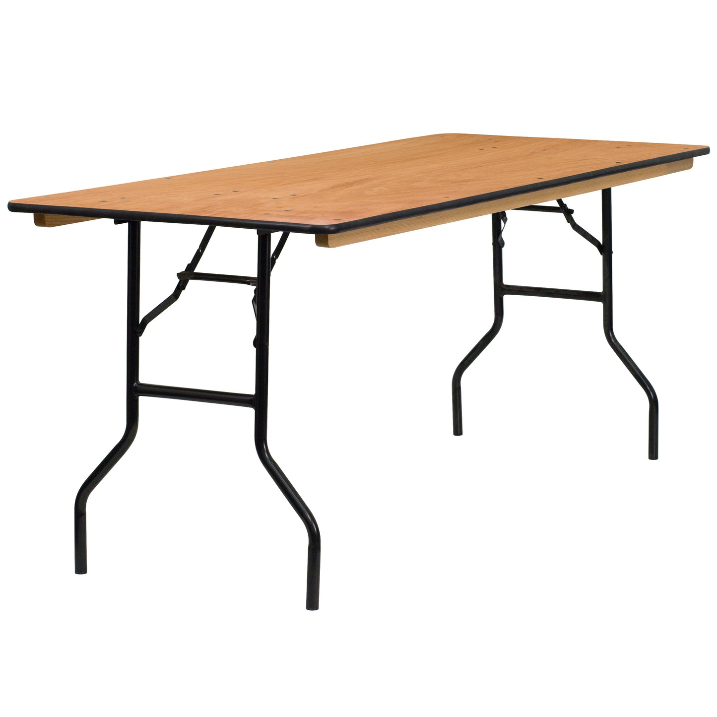 Gael 6-Foot Rectangular Wood Folding Banquet Table with Clear Coated Finished Top Natural YT-WTFT30X72-TBL-GG