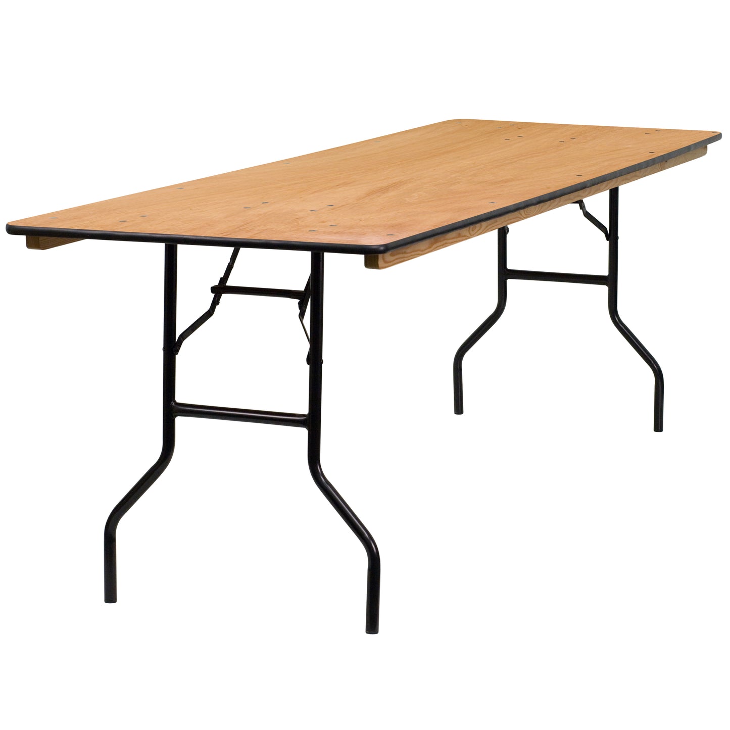 Gael 8-Foot Rectangular Wood Folding Banquet Table with Clear Coated Finished Top Natural YT-WTFT30X96-TBL-GG