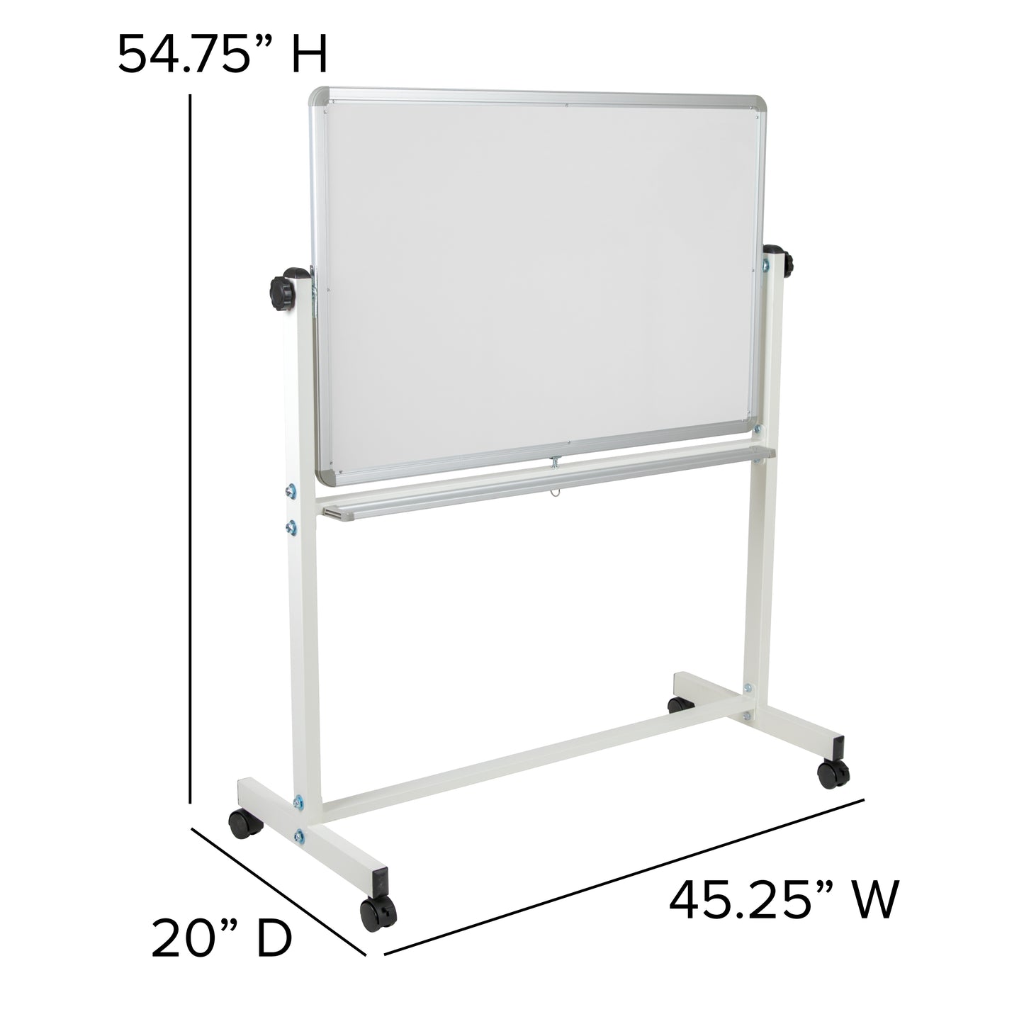 HERCULES Series 45.25"W x 54.75"H Double-Sided Mobile White Board with Pen Tray White