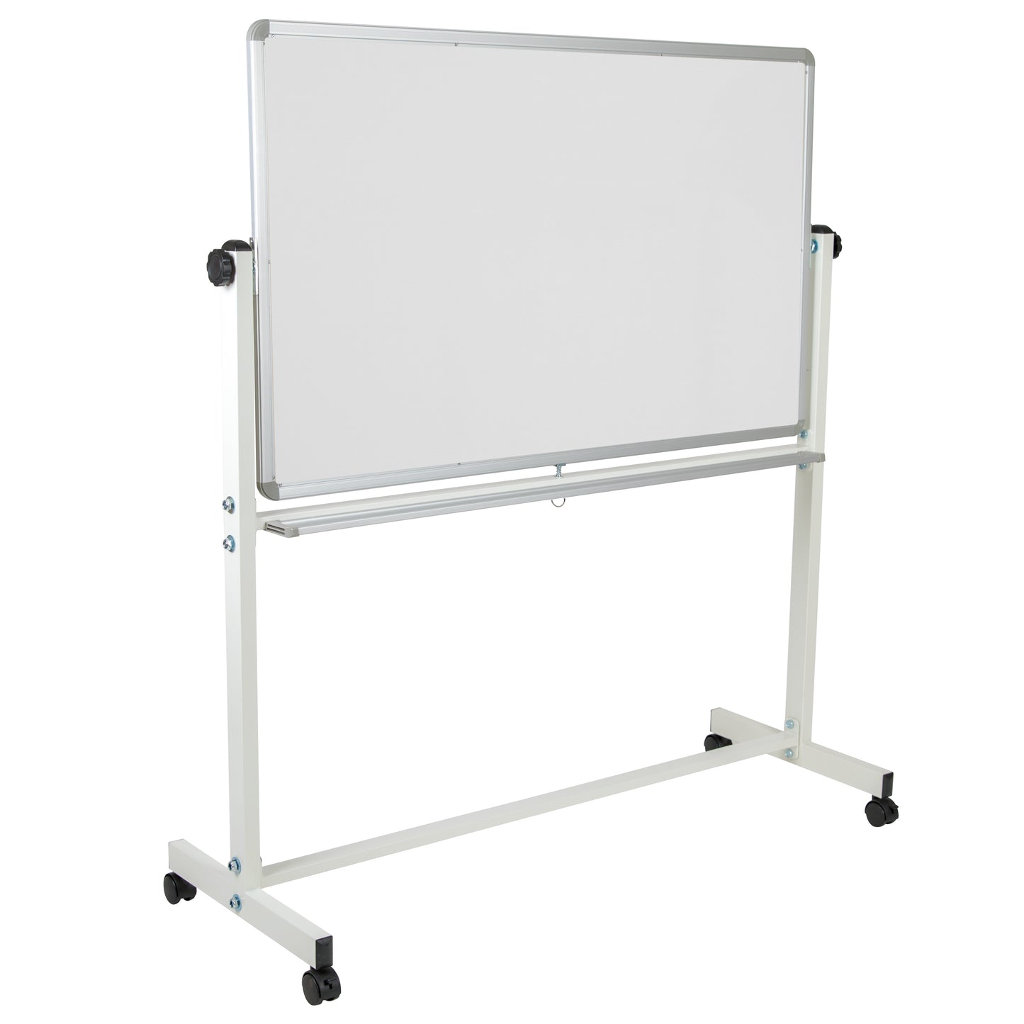 HERCULES Series 53"W x 59"H Reversible Mobile Cork Bulletin Board and White Board with Pen Tray Natural/White