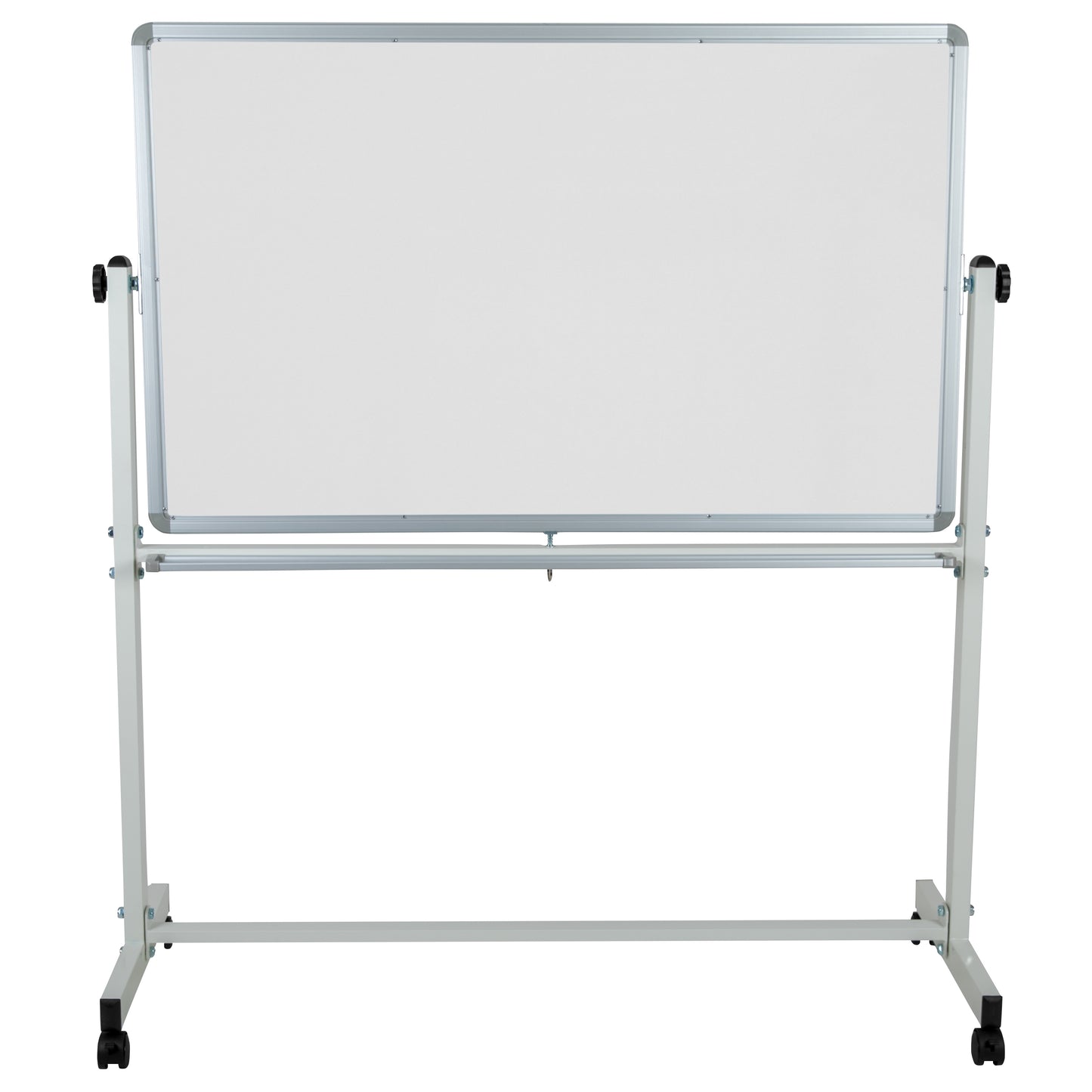 HERCULES Series 53"W x 59"H Reversible Mobile Cork Bulletin Board and White Board with Pen Tray Natural/White