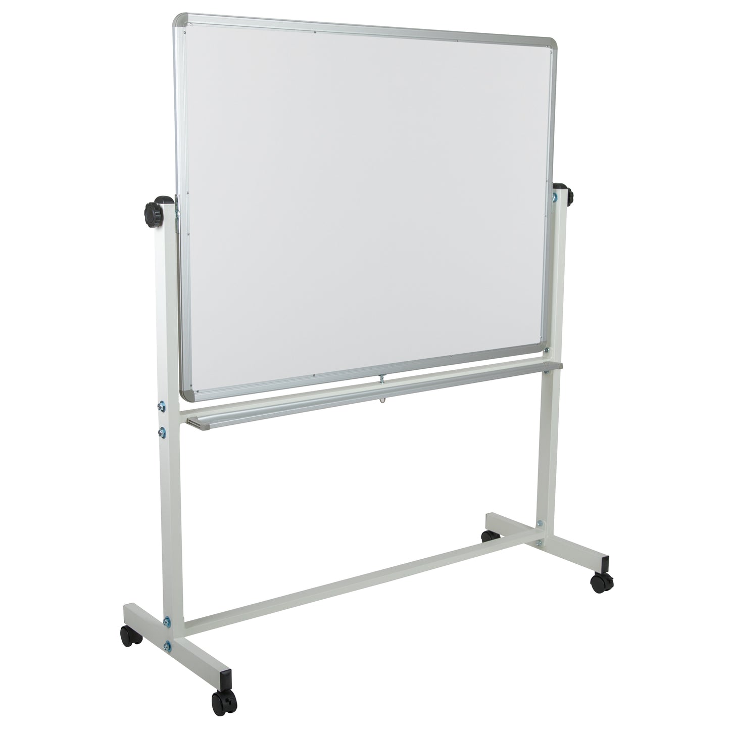 HERCULES Series 53"W x 62.5"H Double-Sided Mobile White Board with Pen Tray White