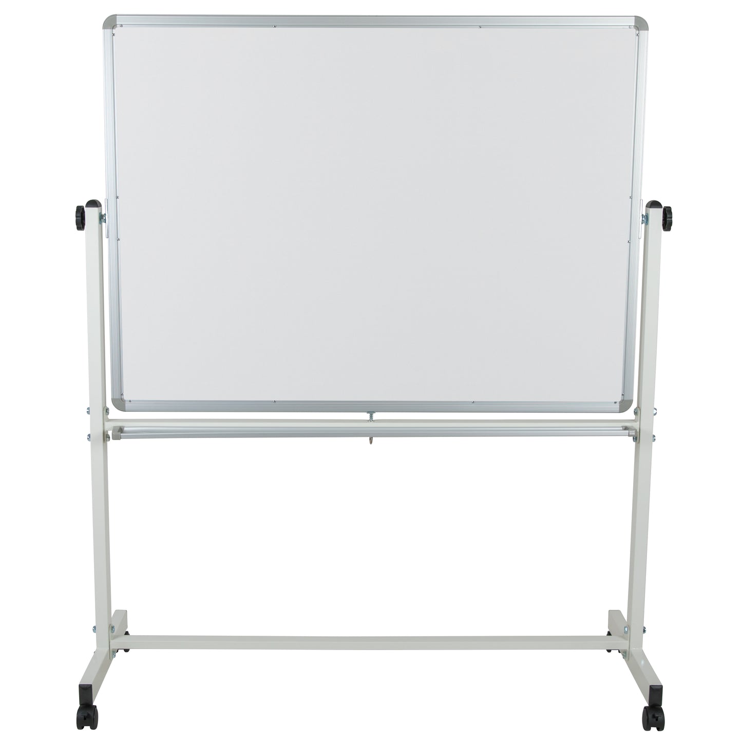 HERCULES Series 53"W x 62.5"H Double-Sided Mobile White Board with Pen Tray White