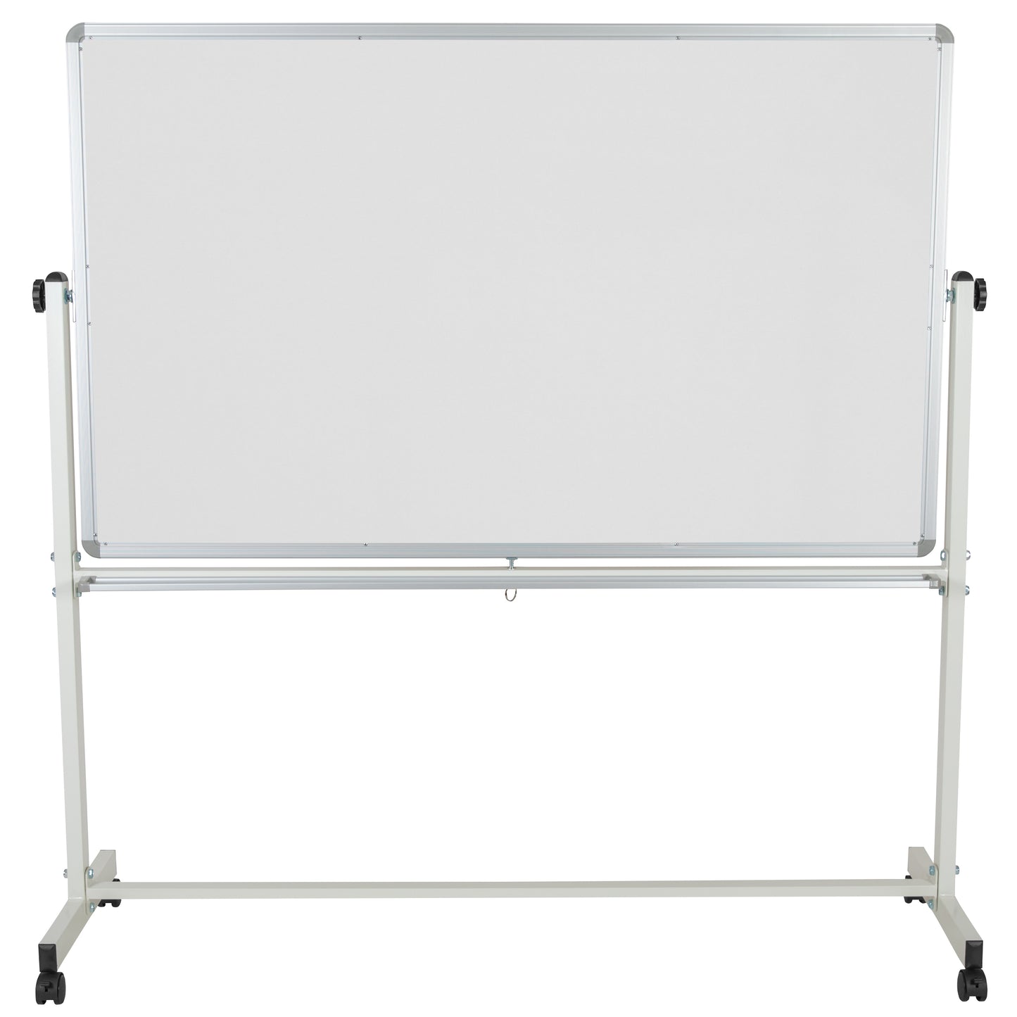 HERCULES Series 64.25"W x 64.75"H Double-Sided Mobile White Board with Pen Tray White YU-YCI-005-GG
