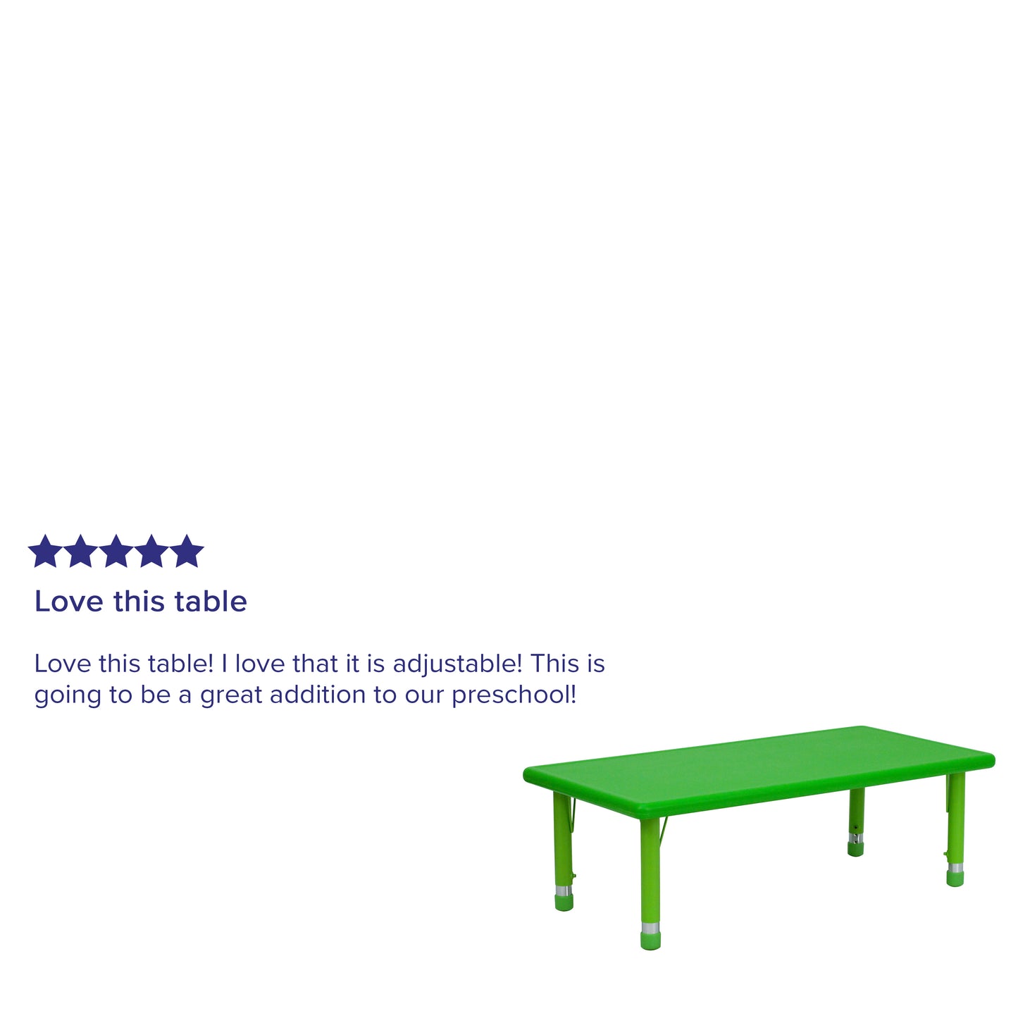 Wren 24''W x 48''L Rectangular Green Plastic Height Adjustable Activity Table Green