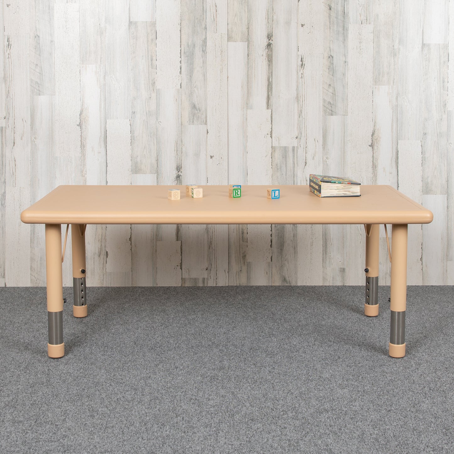 Wren 24"W x 48"L Rectangular Natural Plastic Height Adjustable Activity Table Natural