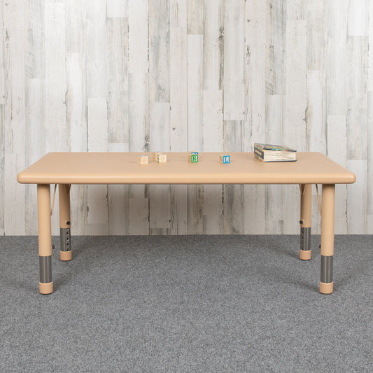 Wren 24"W x 48"L Rectangular Natural Plastic Height Adjustable Activity Table Natural YU-YCX-001-2-RECT-TBL-NAT-GG