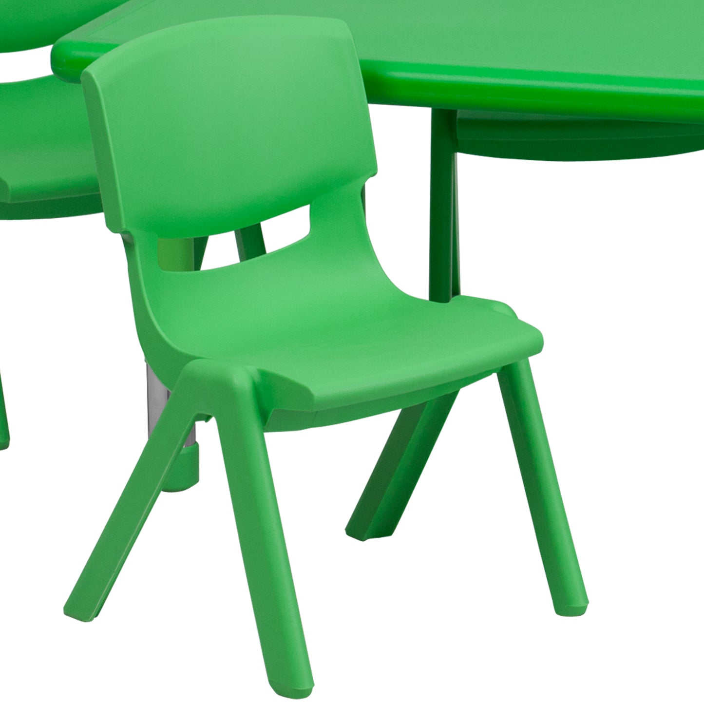 Emmy 24''W x 48''L Rectangular Green Plastic Height Adjustable Activity Table Set with 6 Chairs Green