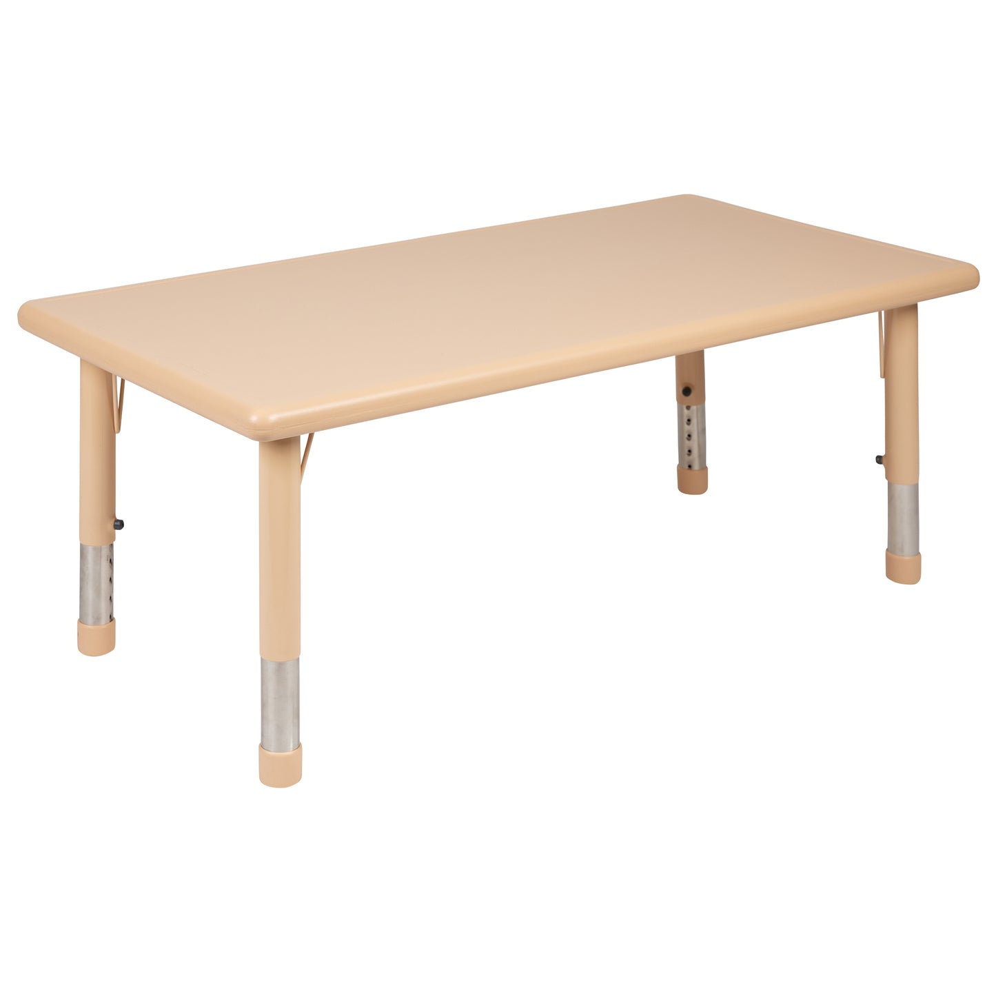 Emmy 24"W x 48"L Rectangular Natural Plastic Height Adjustable Activity Table Set with 4 Chairs Natural YU-YCX-0013-2-RECT-TBL-NAT-R-GG