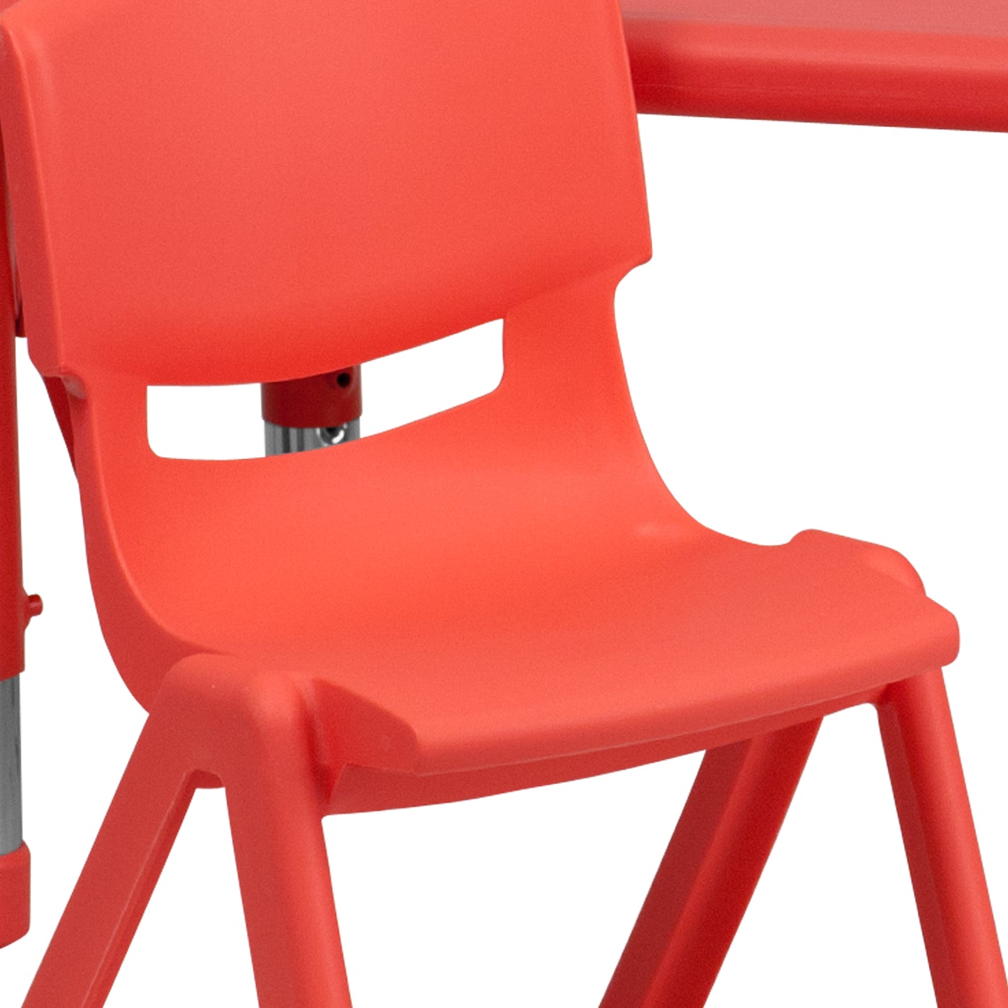 Emmy 24''W x 48''L Rectangular Red Plastic Height Adjustable Activity Table Set with 4 Chairs Red