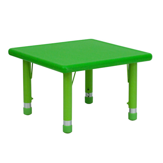 Wren 24'' Square Green Plastic Height Adjustable Activity Table Green YU-YCX-002-2-SQR-TBL-GREEN-GG
