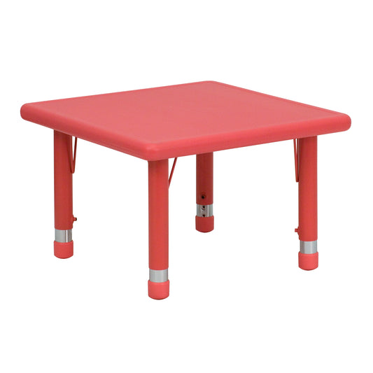Wren 24'' Square Red Plastic Height Adjustable Activity Table Red YU-YCX-002-2-SQR-TBL-RED-GG