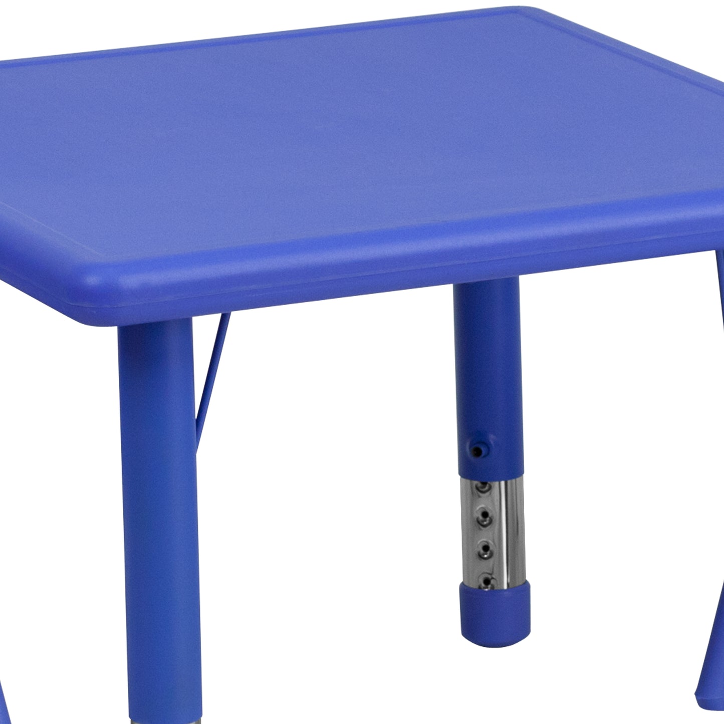 Emmy 24'' Square Blue Plastic Height Adjustable Activity Table Set with 2 Chairs Blue YU-YCX-0023-2-SQR-TBL-BLUE-R-GG
