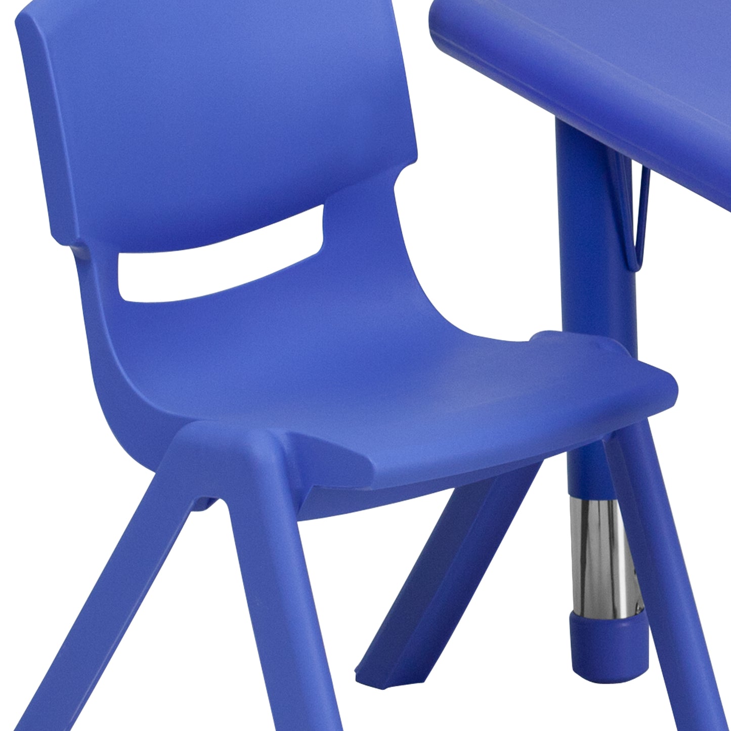 Emmy 24'' Square Blue Plastic Height Adjustable Activity Table Set with 2 Chairs Blue YU-YCX-0023-2-SQR-TBL-BLUE-R-GG