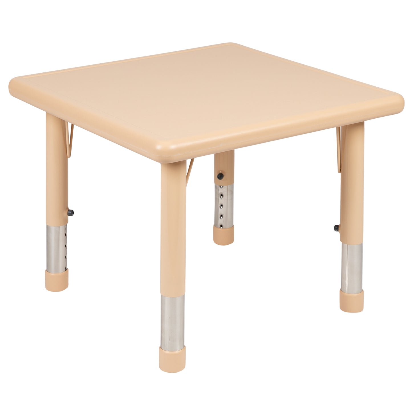 Emmy 24" Square Natural Plastic Height Adjustable Activity Table Set with 4 Chairs Natural