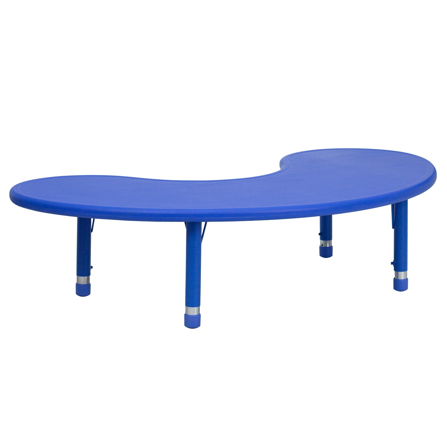 Wren 35''W x 65''L Half-Moon Blue Plastic Height Adjustable Activity Table Blue